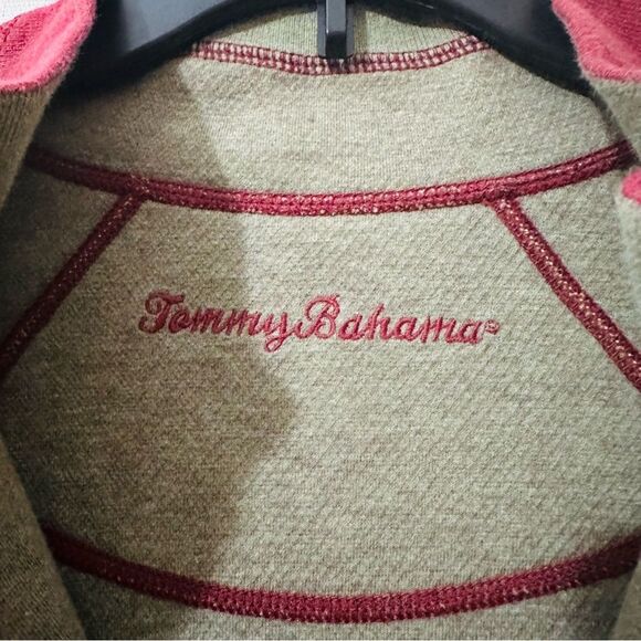 Tommy Bahama Quarter Zip Red And Green Pullover Sweater Used - Picture 4 of 5
